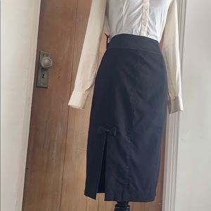 Black Pencil Skirt with Bow